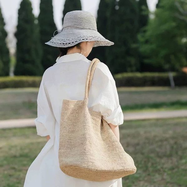 Handcrafted Raffia Woven Beach Tote Bag