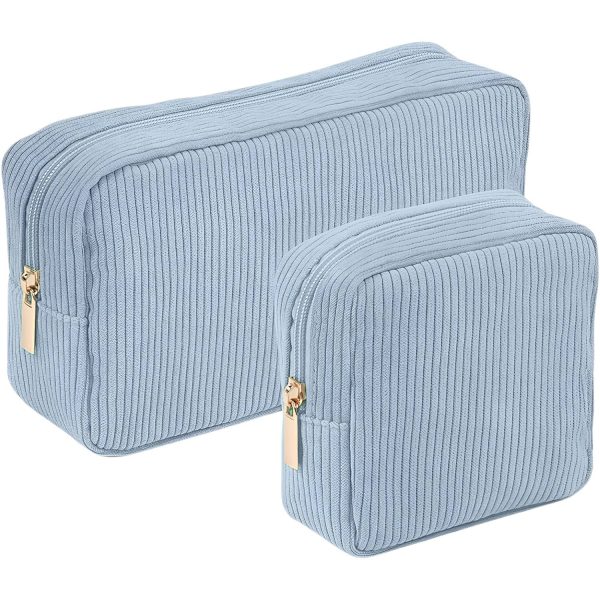 2-Piece Corduroy Makeup Bag Set