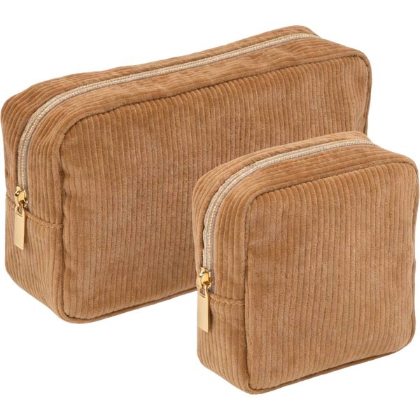 2-Piece Corduroy Makeup Bag Set