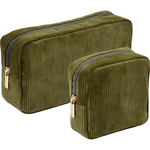 2-Piece Corduroy Makeup Bag Set