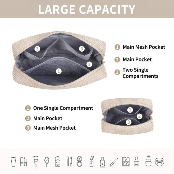 2-Piece Corduroy Makeup Bag Set