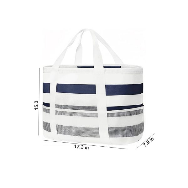 Striped Canvas Waterproof Beach Bag