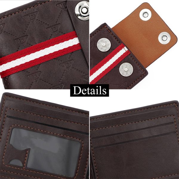 Men PU Leather Dual Snap Buttons Wallet