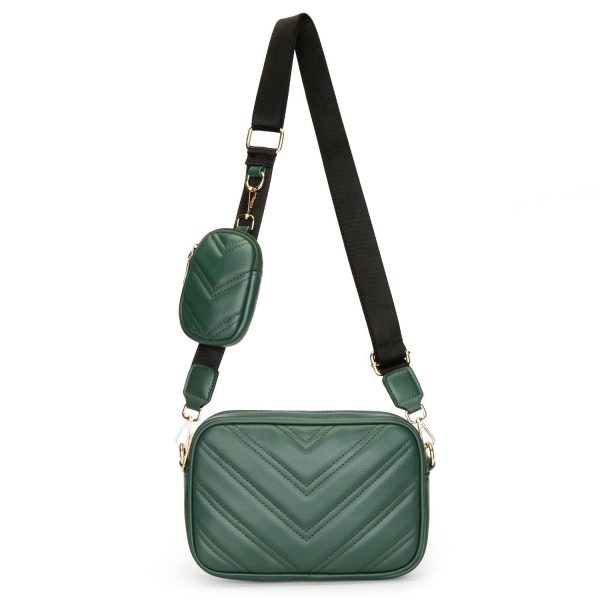 Quilted PU Leather Crossbody Bag for Women with Coin Pouch