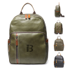 Color Block Soft Leather Laptop Backpack