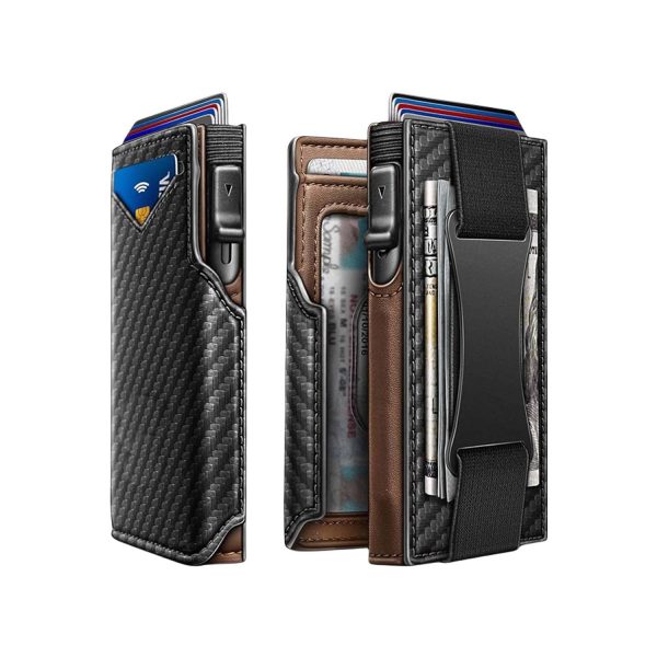 PU Leather Pop Up Access RFID Money Clip Card Holder