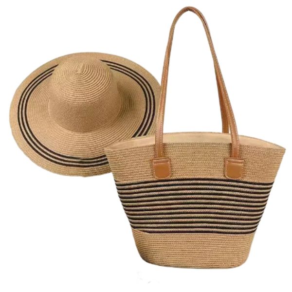 Summer Beach Straw Hat Tote Bag Set