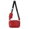 Quilted PU Leather Crossbody Bag for Women with Coin Pouch