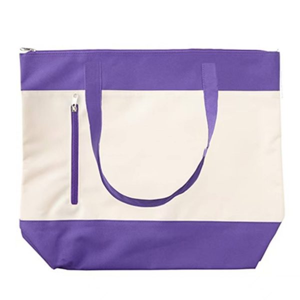 Canvas Zippered Tote Bag w/ Pocket