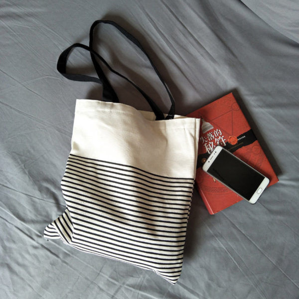 Canvas Striped Single Shoulder Bag