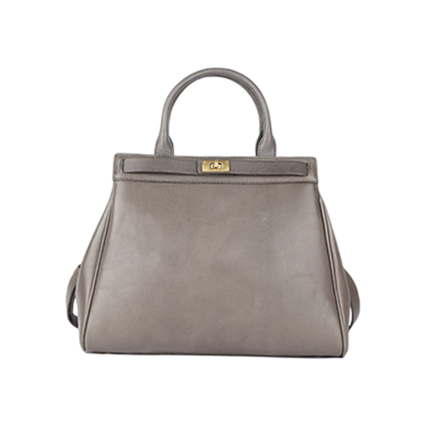 Sleek Genuine Leather Structured Satchel Handbag