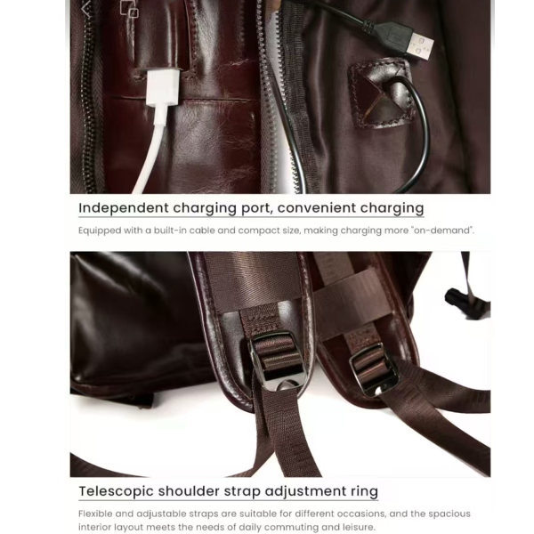 Oil Waxed Genuine Leather Travel Backpack