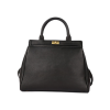 Sleek Genuine Leather Structured Satchel Handbag