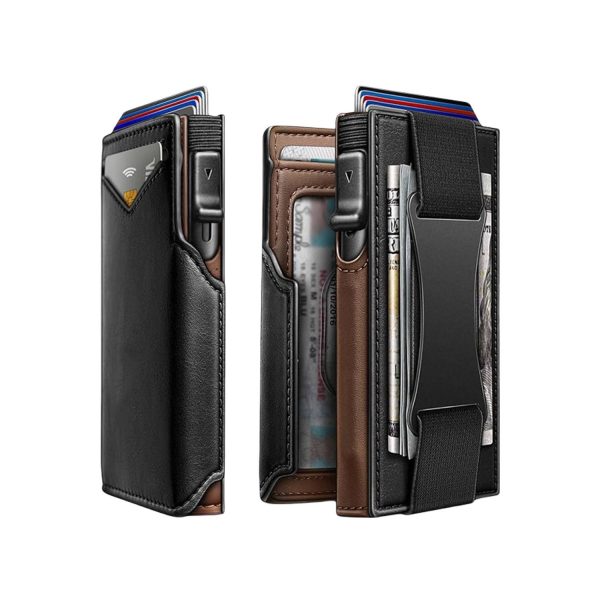 PU Leather Pop Up Access RFID Money Clip Card Holder