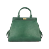 Sleek Genuine Leather Structured Satchel Handbag
