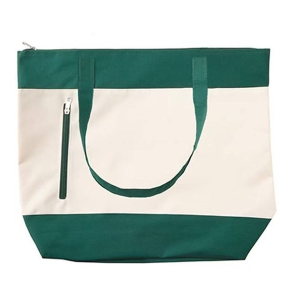 Canvas Zippered Tote Bag w/ Pocket