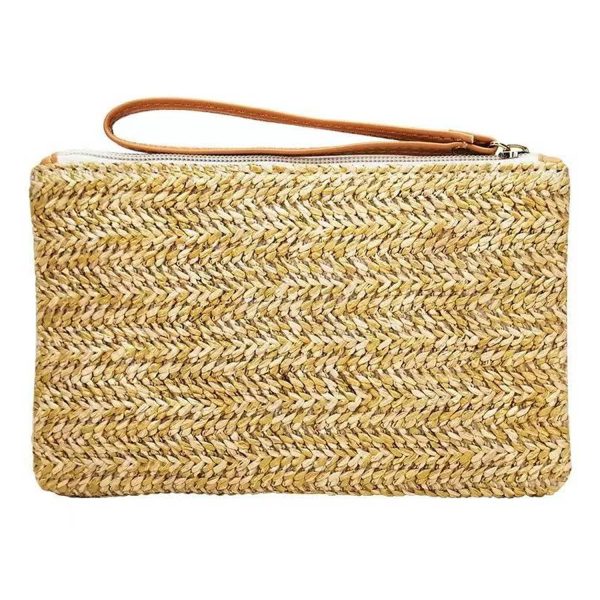 Bohemian Straw Woven Zipper Clutch Bag