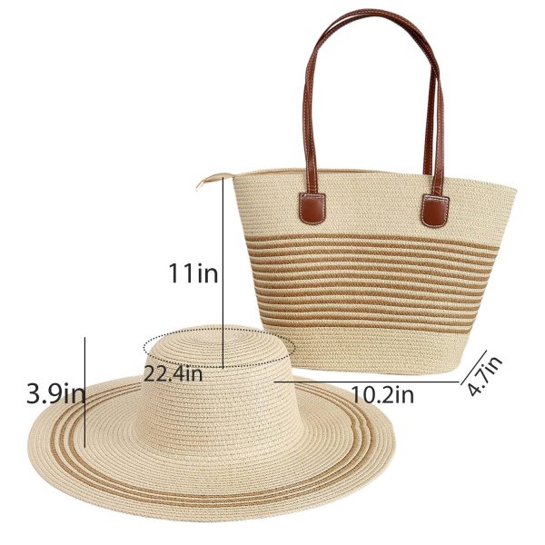 Summer Beach Straw Hat Tote Bag Set