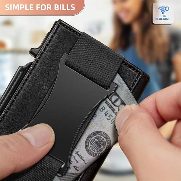 PU Leather Pop Up Access RFID Money Clip Card Holder