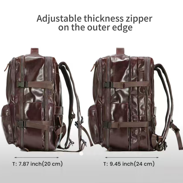 Oil Waxed Genuine Leather Travel Backpack
