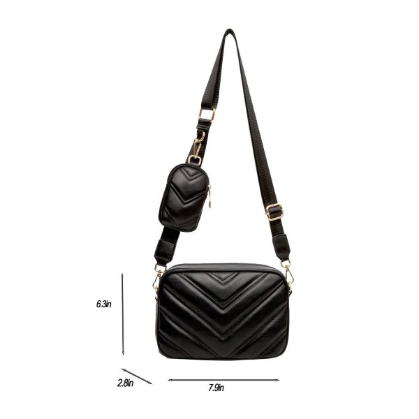 Quilted PU Leather Crossbody Bag for Women with Coin Pouch