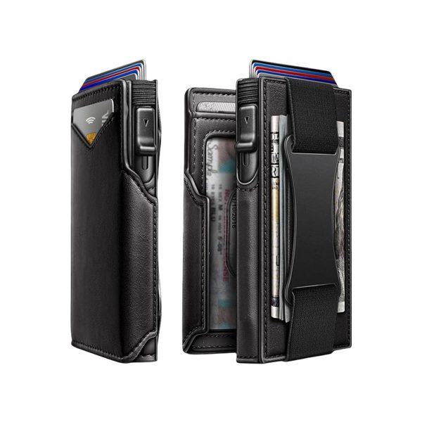 PU Leather Pop Up Access RFID Money Clip Card Holder