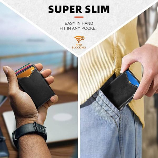 PU Leather Pop Up Access RFID Money Clip Card Holder