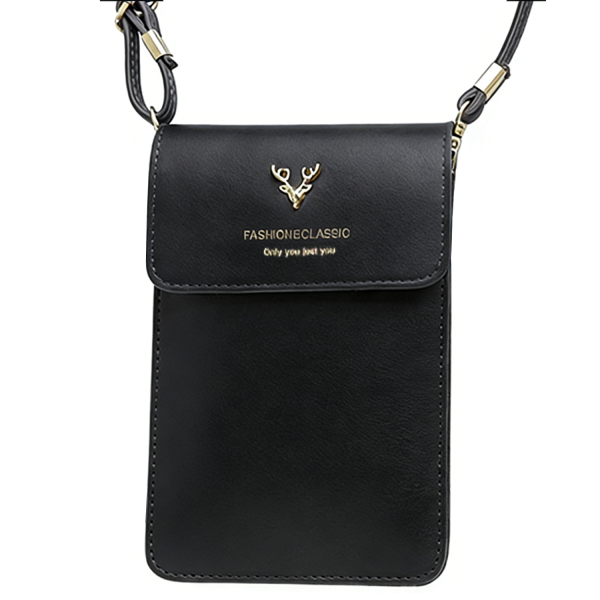 black_1765953428116.png PU Leather Touchscreen Crossbody Phone Pouch