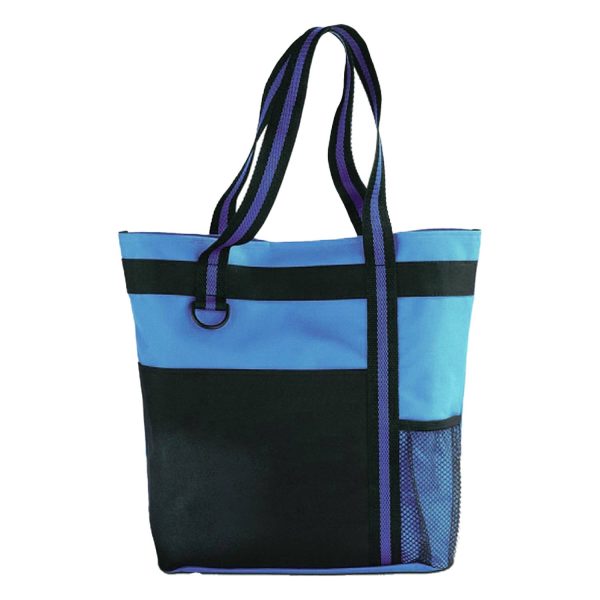 Polyester Zipper Shoulder Tote Bag w/ Pocket