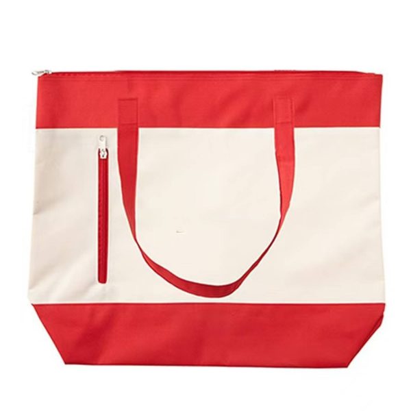 Canvas Zippered Tote Bag w/ Pocket