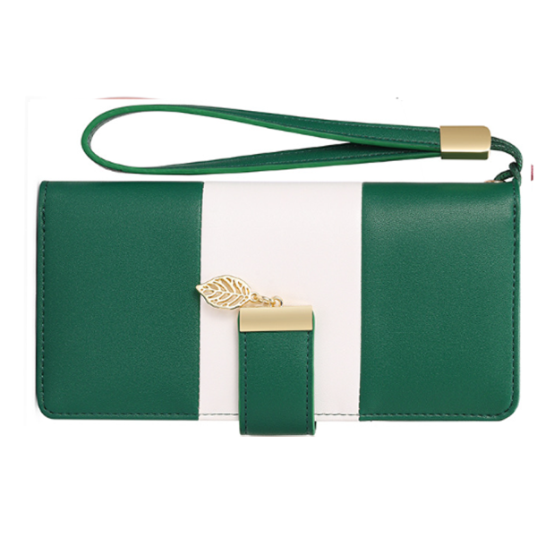 PU Leather Zippered Clutch Wallet