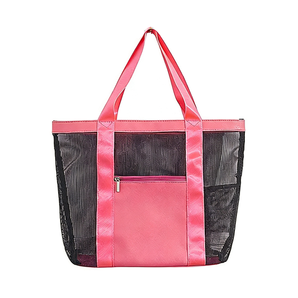 hotpink_1765260111993.png Open Top Mesh Beach Tote Bag