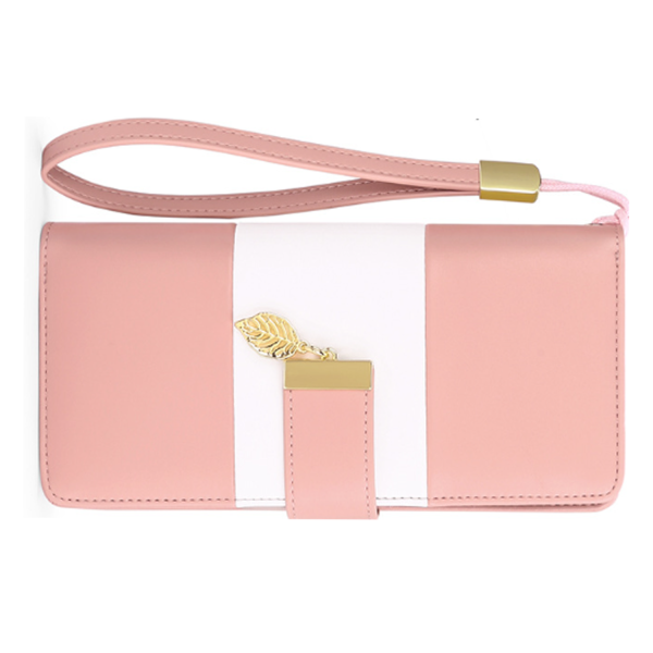 PU Leather Zippered Clutch Wallet