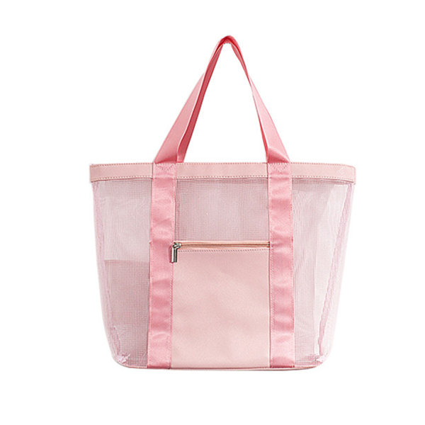 pink_1765260128521.png Open Top Mesh Beach Tote Bag