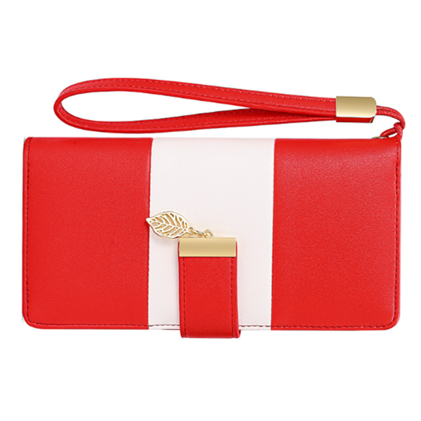 PU Leather Zippered Clutch Wallet