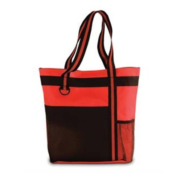 Polyester Zipper Shoulder Tote Bag w/ Pocket