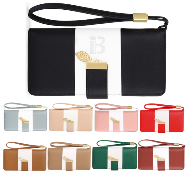 PU Leather Zippered Clutch Wallet