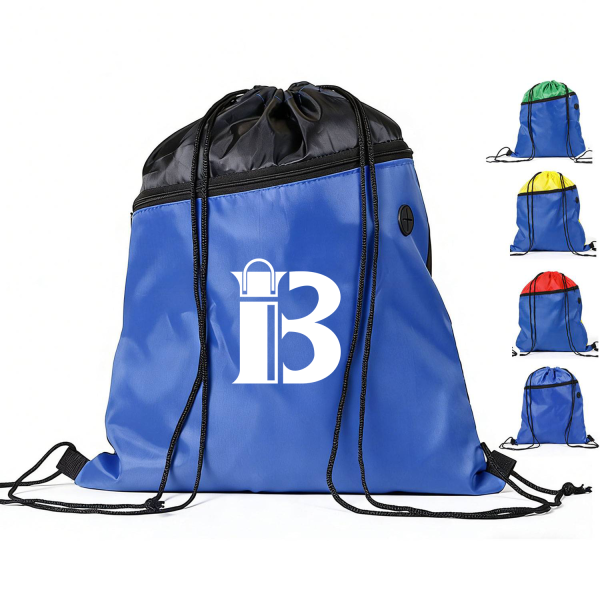 Polyester Two-Tone Drawstring Backpack
