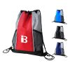 Polyester Drawstring Sports Backpack w/ Mesh Pocket