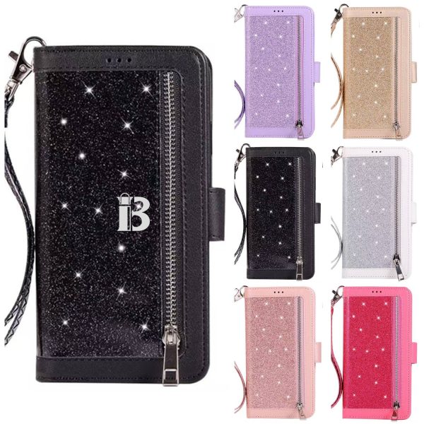 Glitter PU Flip Folio Phone Case w/ Wallet
