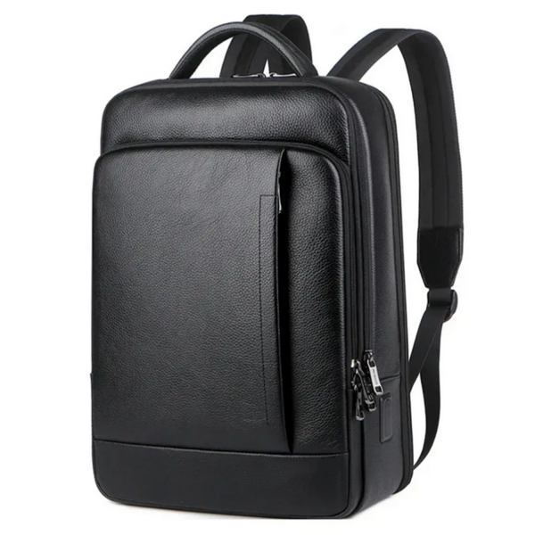 Cowhide Leather Waterproof Backpack w/ Luggage Strap