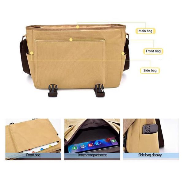 Canvas Slant Flap Messenger Bag with Shoulder Strap