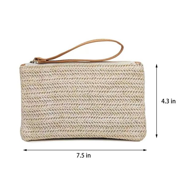 Bohemian Straw Woven Zipper Clutch Bag