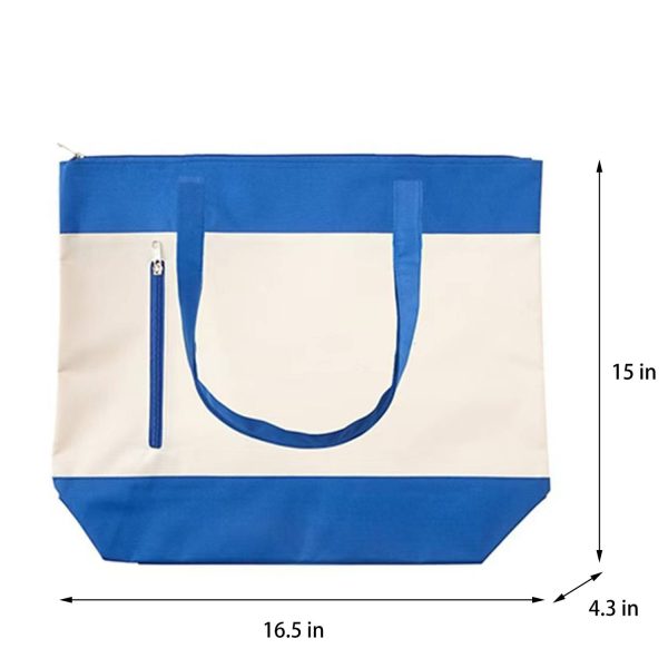 Canvas Zippered Tote Bag w/ Pocket