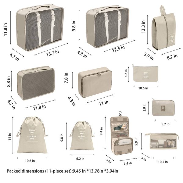 11-Piece Foldable Travel Organizer Bags Set