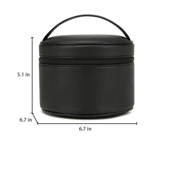 Portable Large-Capacity PU Leather Cylinder Makeup Bag