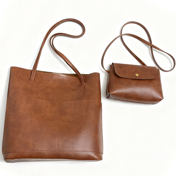 棕_1761900668511.png 2-Piece PU Leather Retro Tote Bag Set