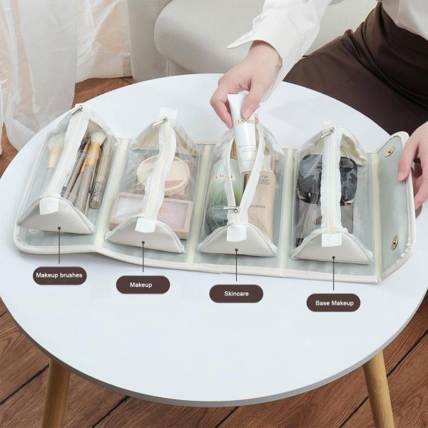 4-in-1 Detachable Foldable PU Travel Makeup Bag