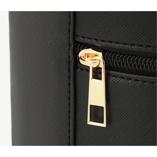 Portable Large-Capacity PU Leather Cylinder Makeup Bag