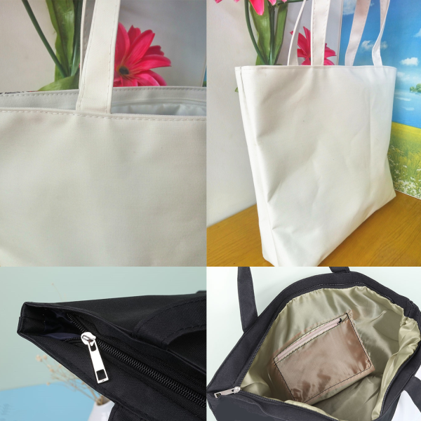 Cotton Canvas Zipper Tote Bag